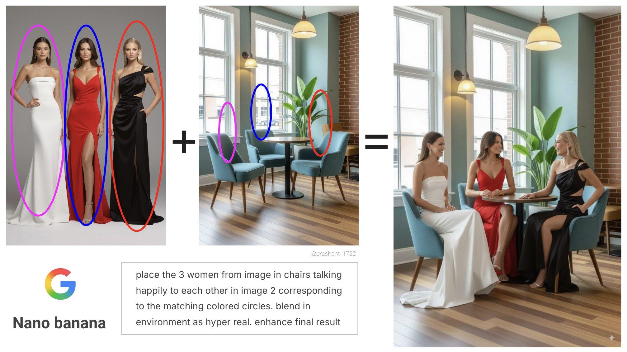 Three Women Perfectly Blended into Cafe Scene